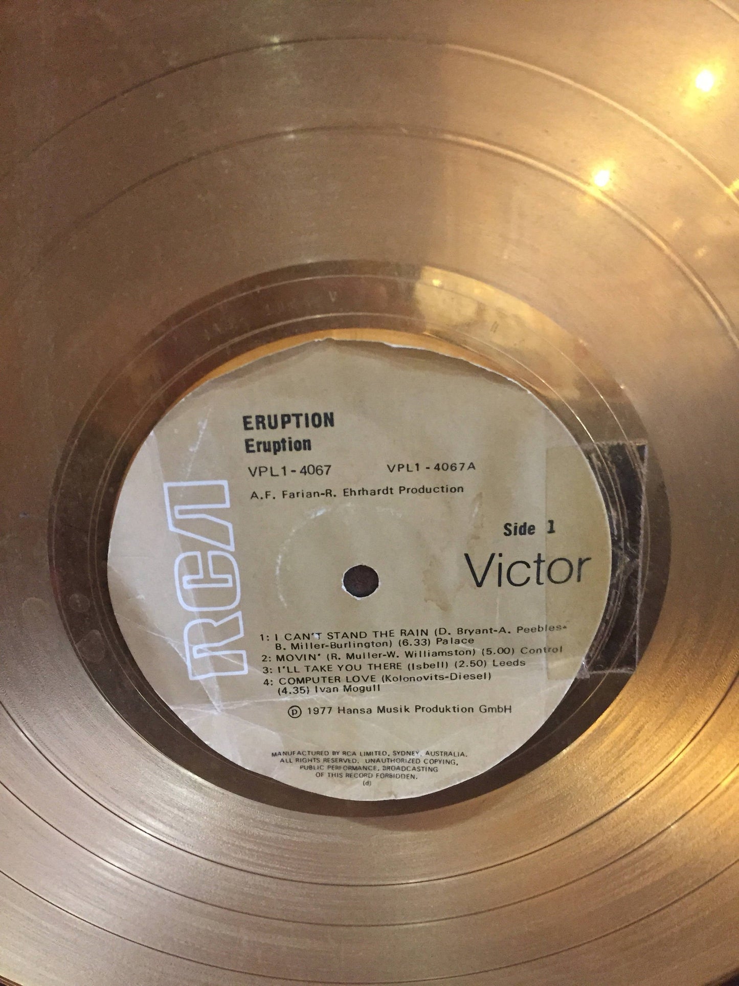 Eruption Gold Single 1977 hit "Eruption"