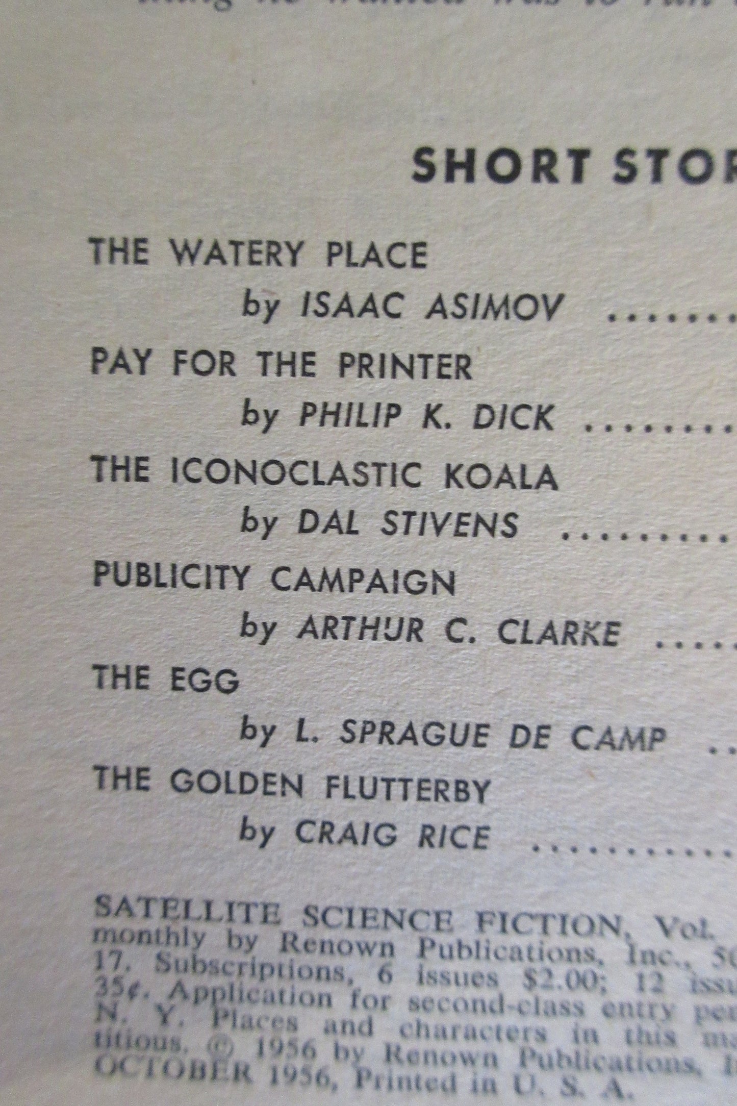 SATELLITE Science Fiction Magazine-Oct1956-Volume 1,Issue 1. With Isaac Asimov-XF-Cond