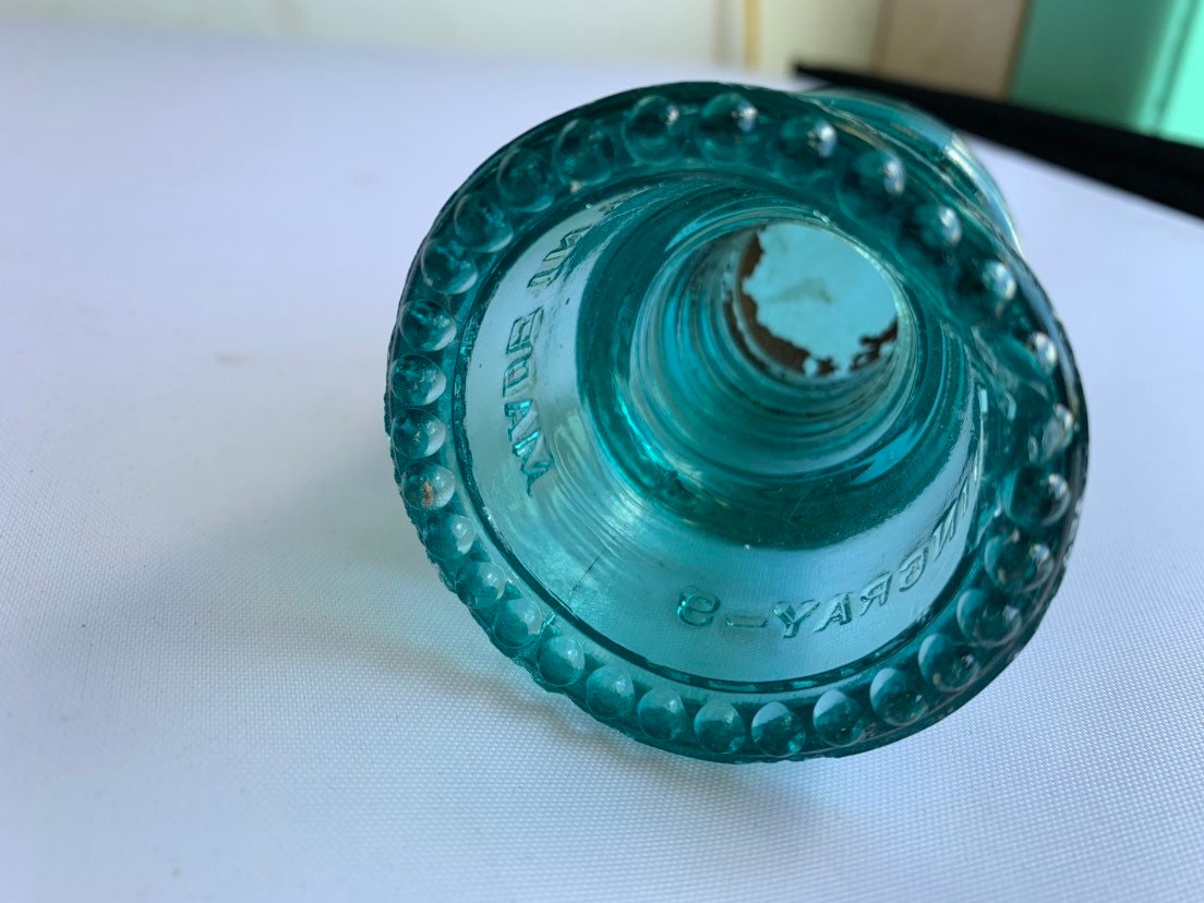 Antique No. 9 Hemingray Blue Glass Insulator