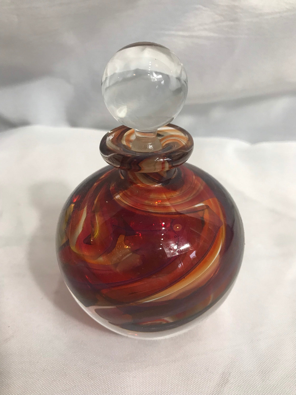 Vintage Red Swirl Glass Perfume Bottle | Vanity Storage