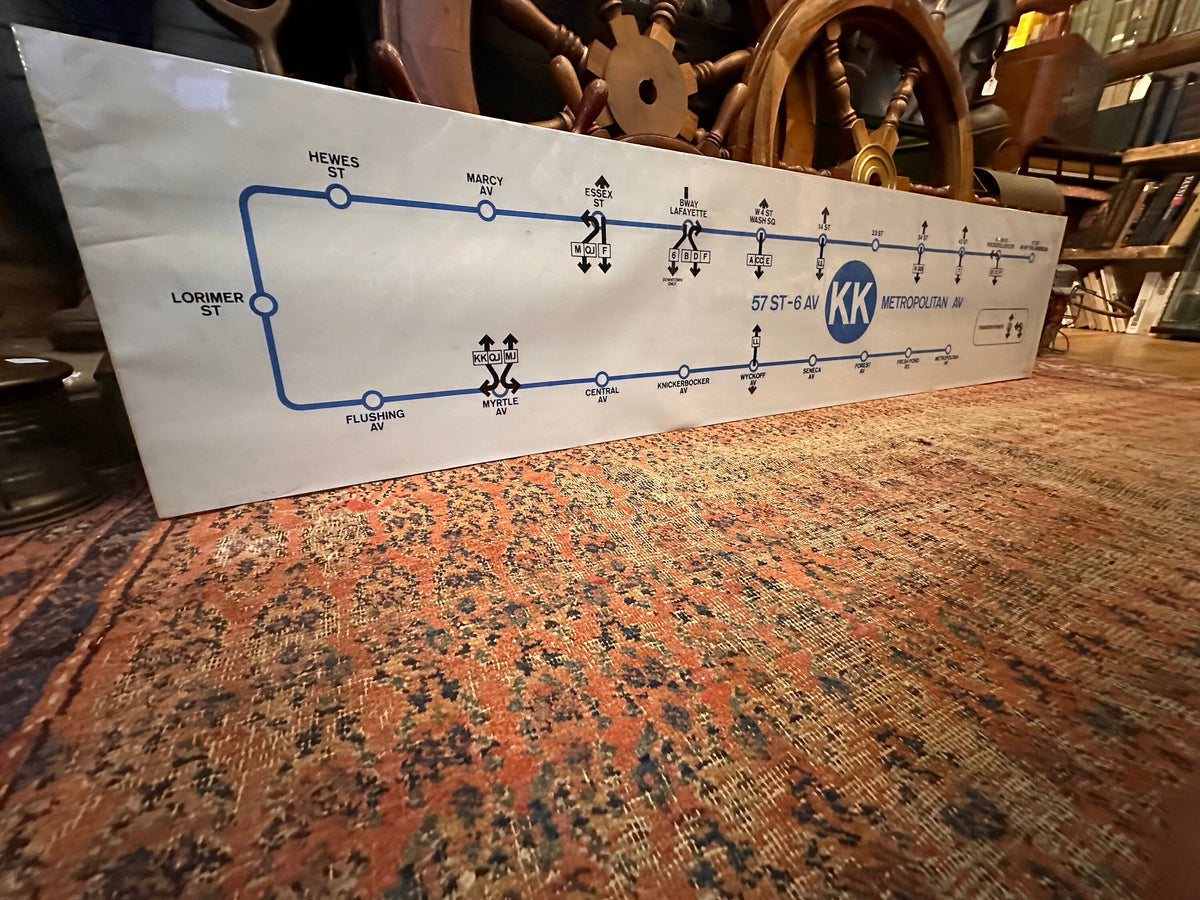 Vintage NYC Subway Sign Map - 57th Street 6th Avenue to Metropolitan Avenue KK line