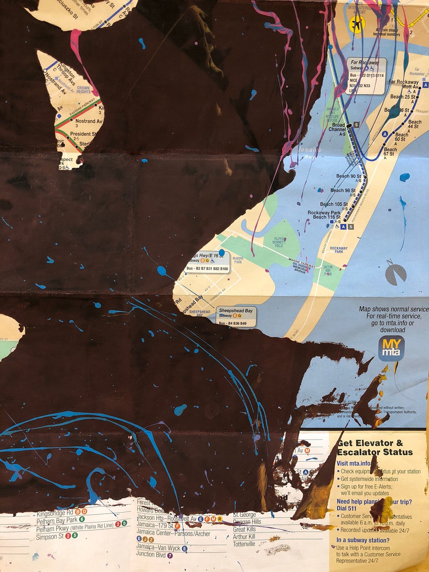 NYC subway map mixed media art