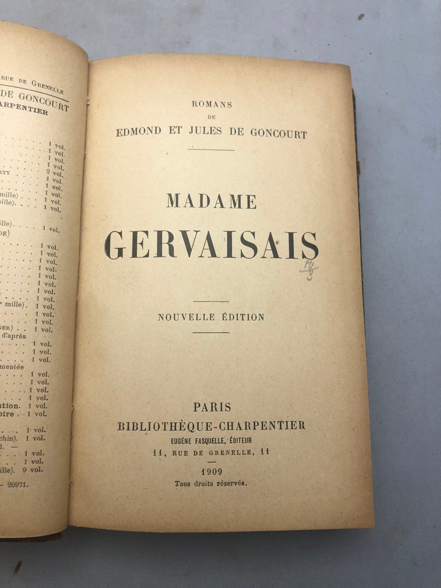 1909 'Madame Gervaisais' by Edmond et Jules De Goncourt