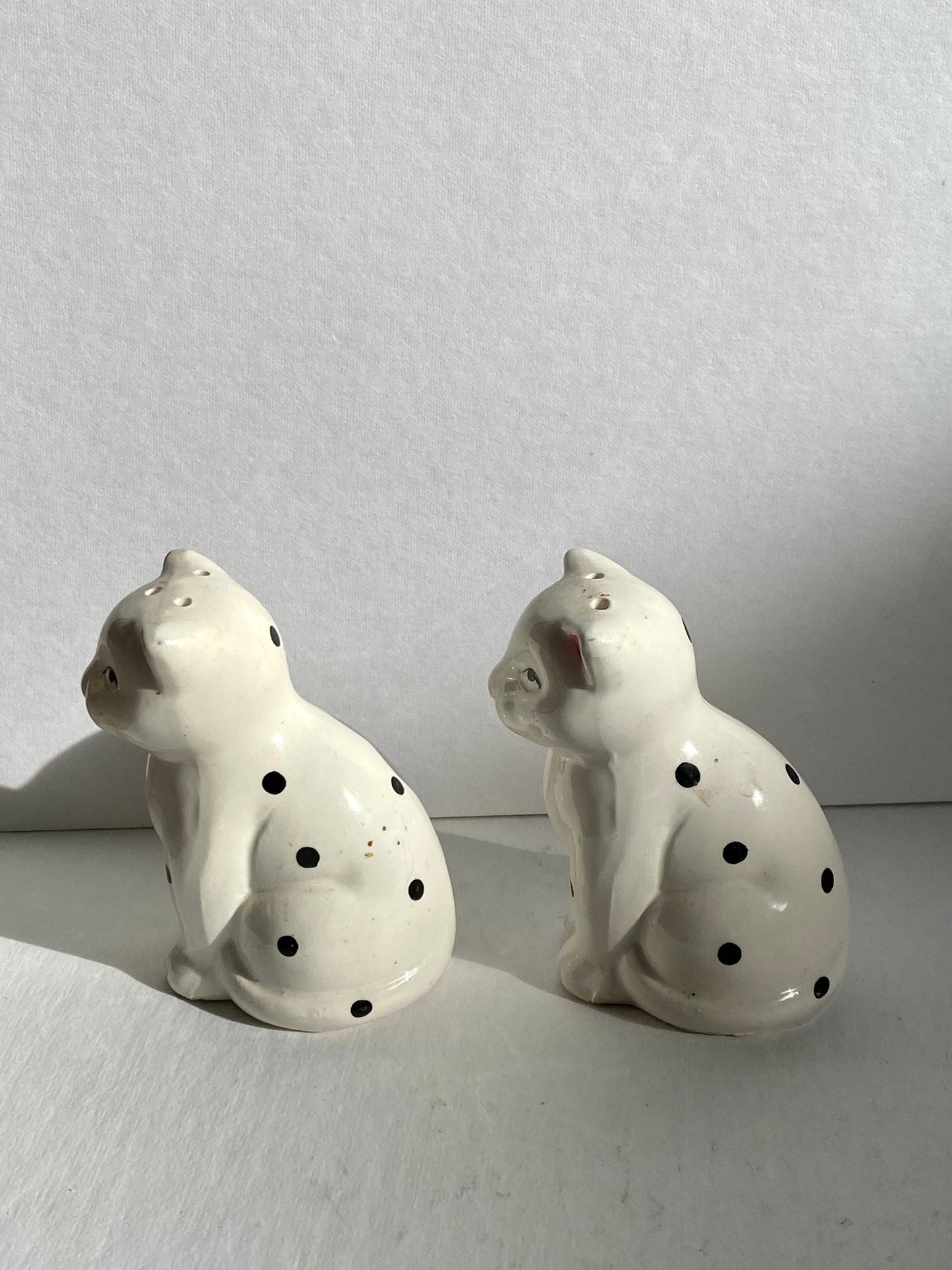 Vintage Porcelain Spotted Cat Salt & Pepper Shakers