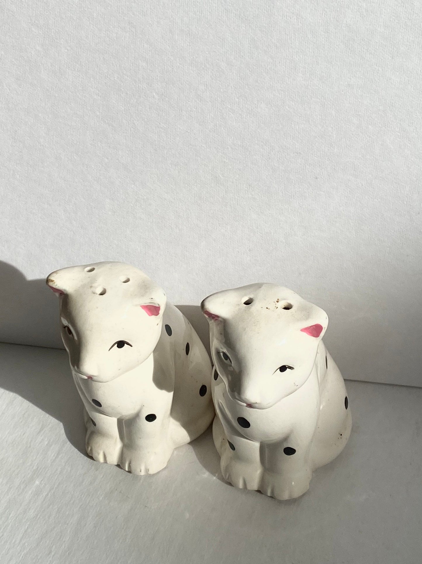 Vintage Porcelain Spotted Cat Salt & Pepper Shakers