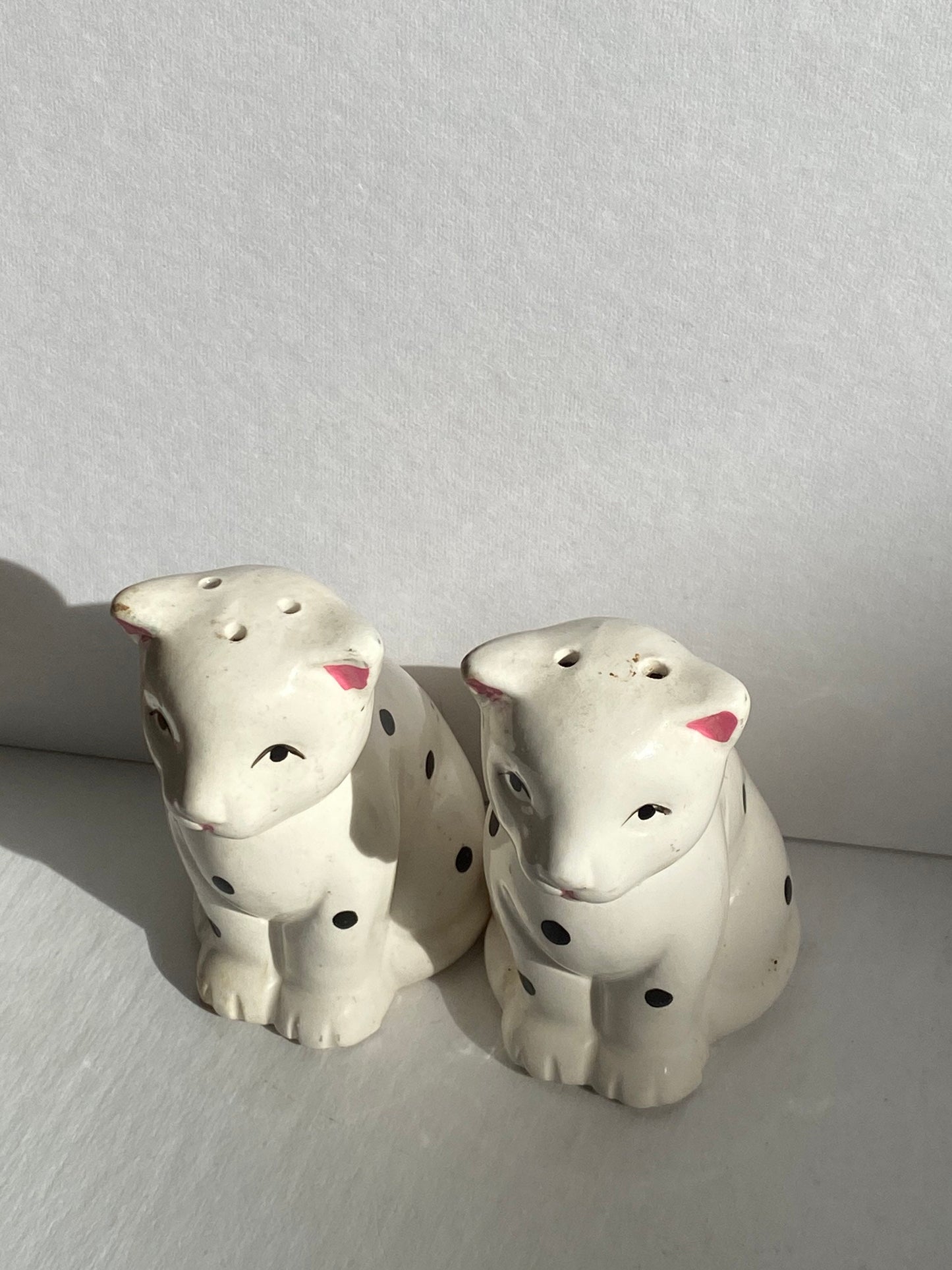 Vintage Porcelain Spotted Cat Salt & Pepper Shakers