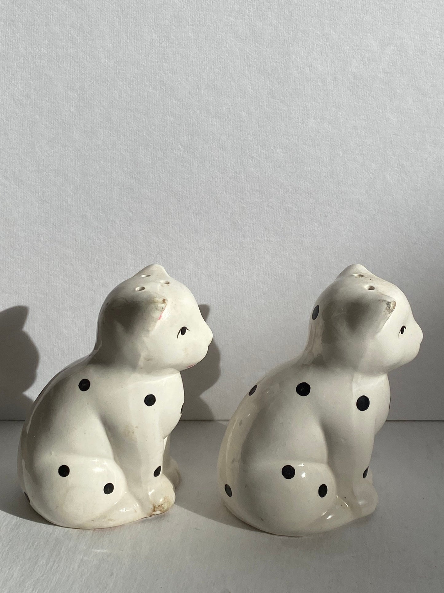 Vintage Porcelain Spotted Cat Salt & Pepper Shakers