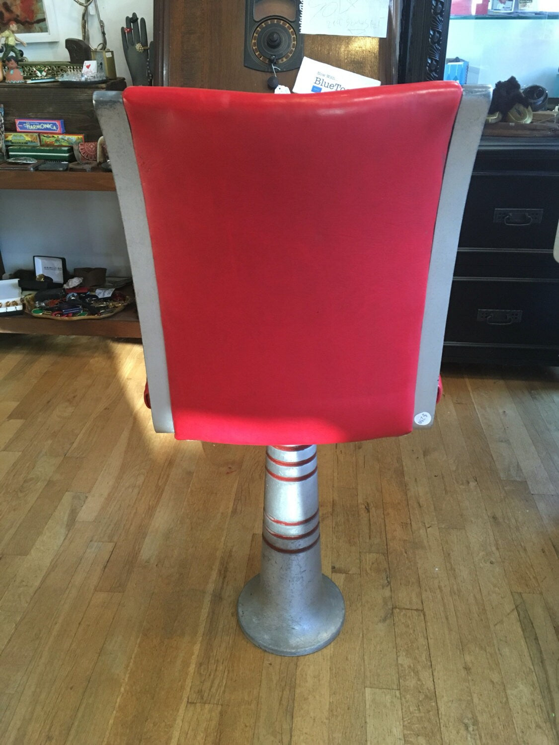 Vintage Pair of Red Bar Stools, Ice Cream Shop Chairs, Soda Stools