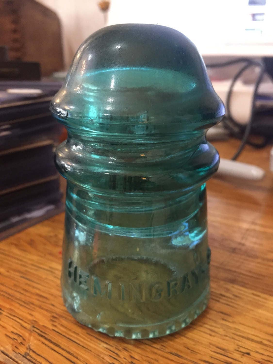 Antique No. 9 Hemingray Blue Glass Insulator