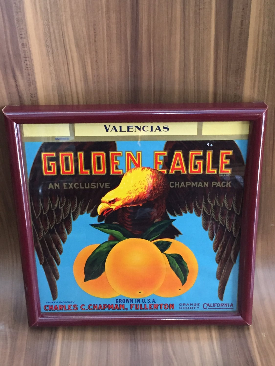 Framed Vintage Cali Fruit Ad "Golden Eagle"