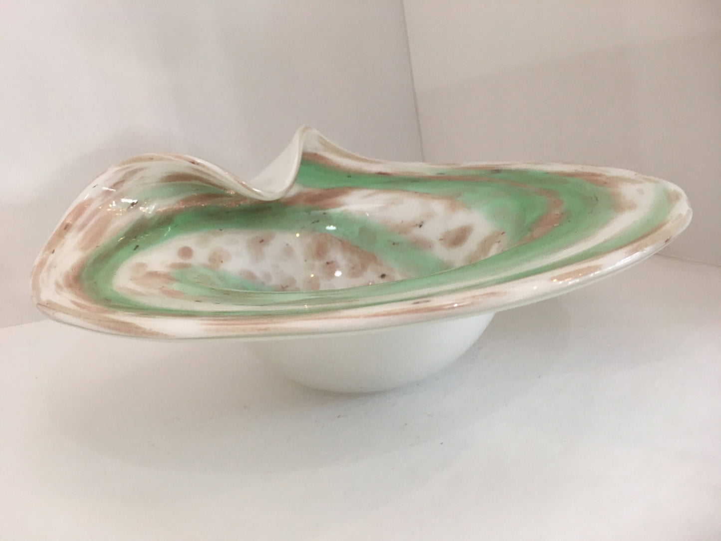 Outstanding Murano Bowl with Teal and Tan Tones