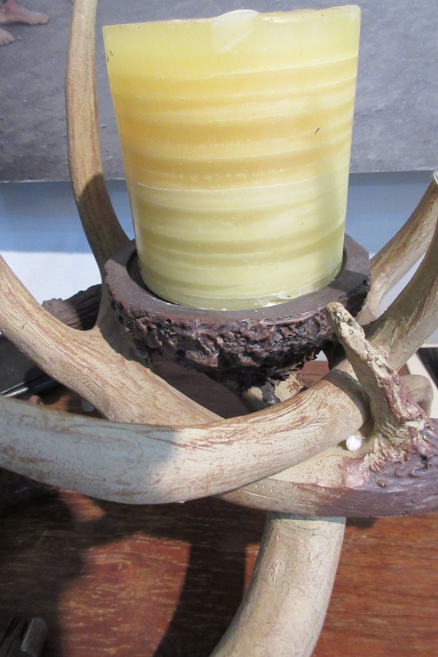 Faux Antler Candle Holder, Vintage Home Decor, One Of a Kind Candle Stand, Rustic Deer Horn Decor