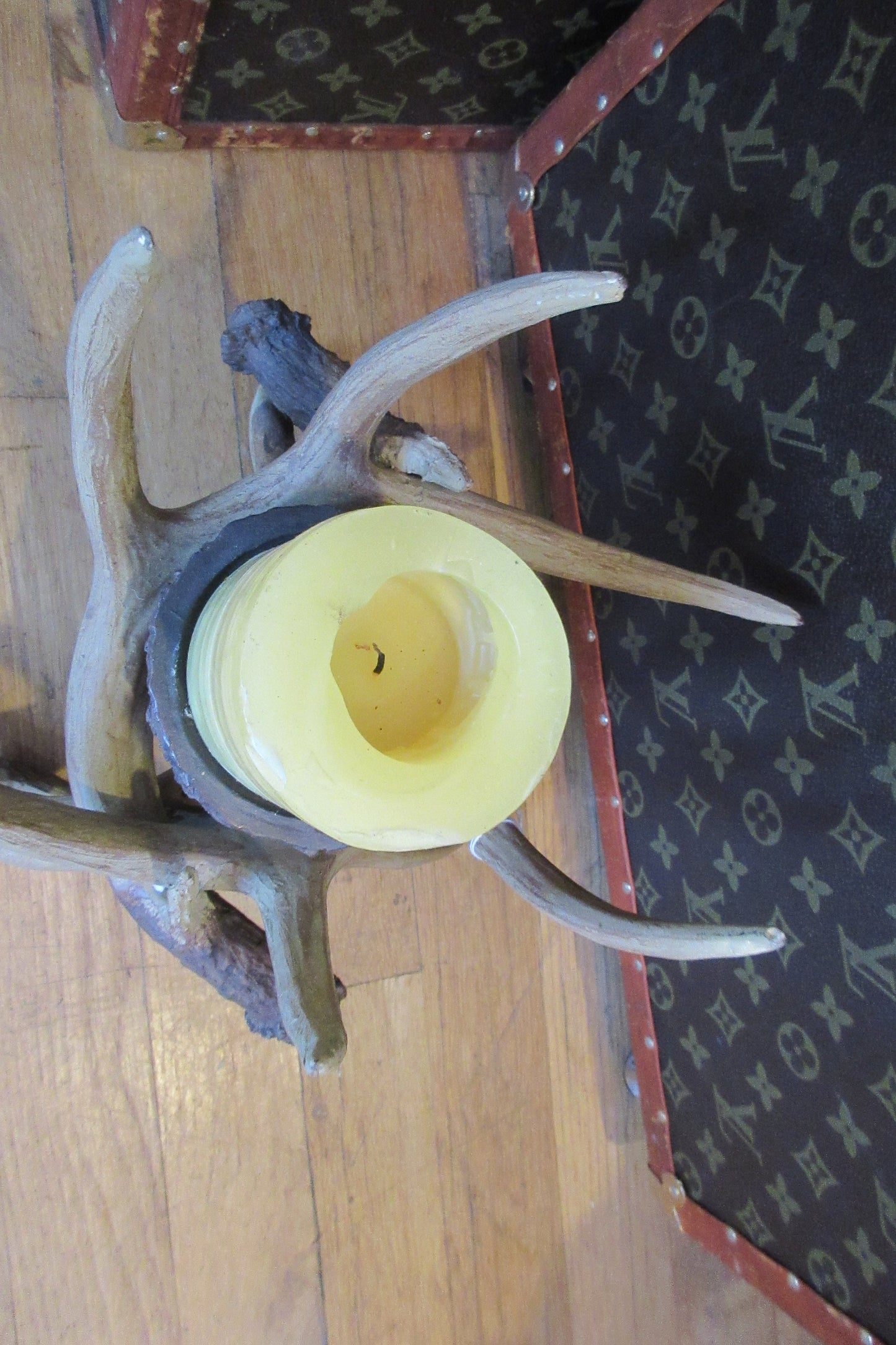 Faux Antler Candle Holder, Vintage Home Decor, One Of a Kind Candle Stand, Rustic Deer Horn Decor