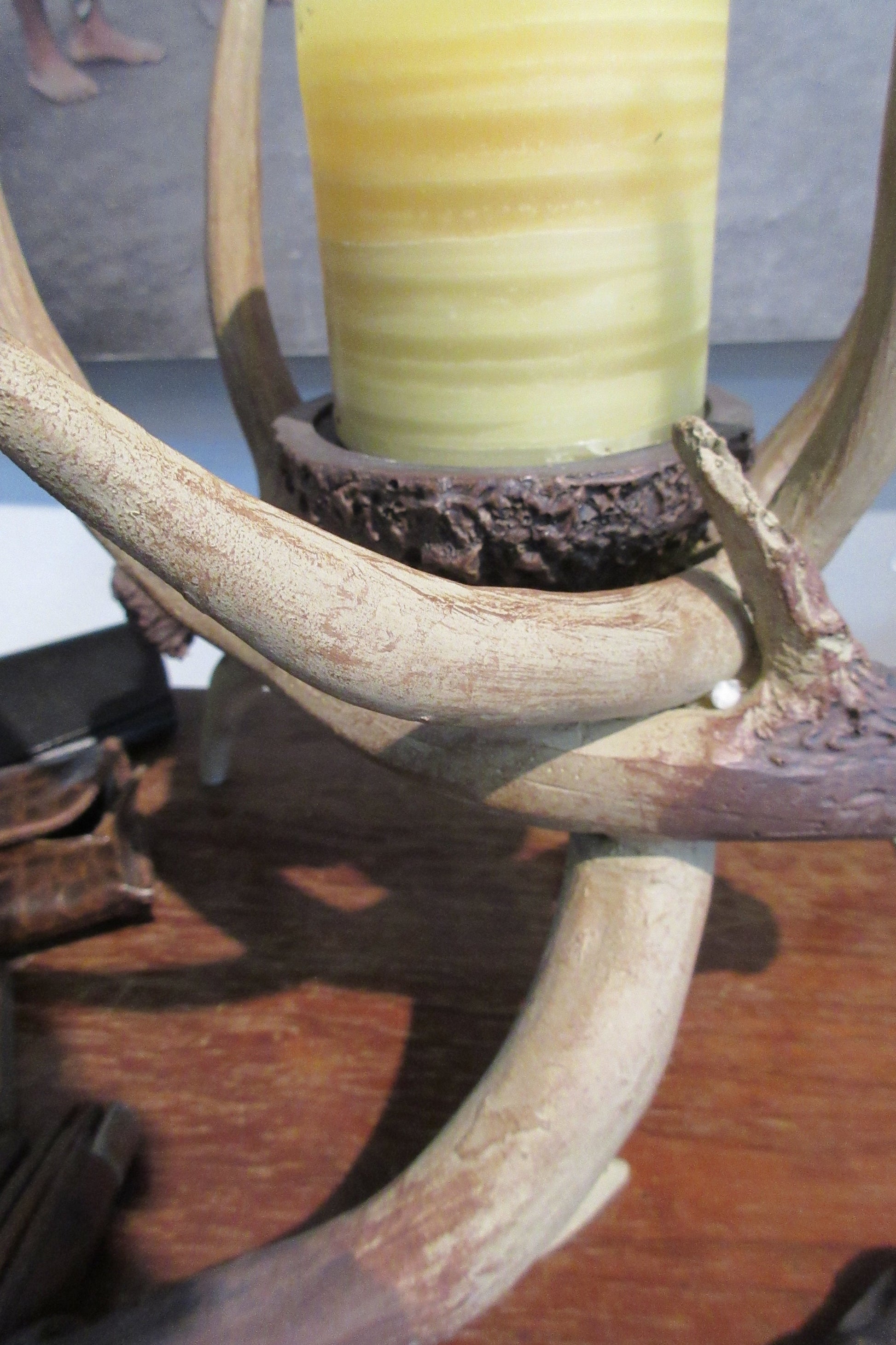 Faux Antler Candle Holder, Vintage Home Decor, One Of a Kind Candle Stand, Rustic Deer Horn Decor