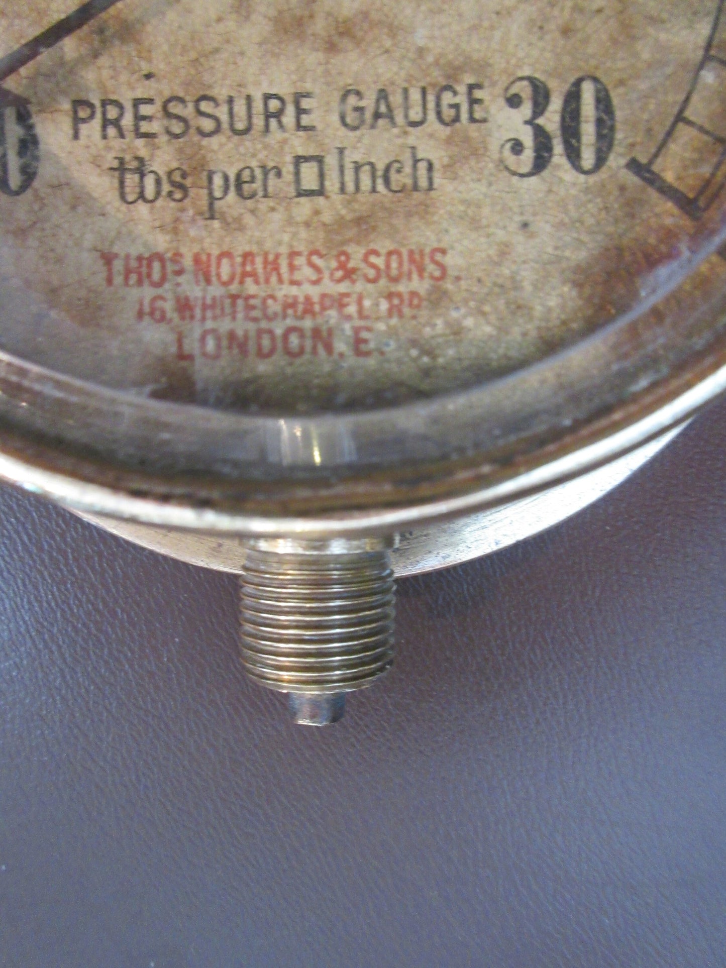 Vintage THOs NOAKES & SONS, London,England Solid Brass Pressure Gauge