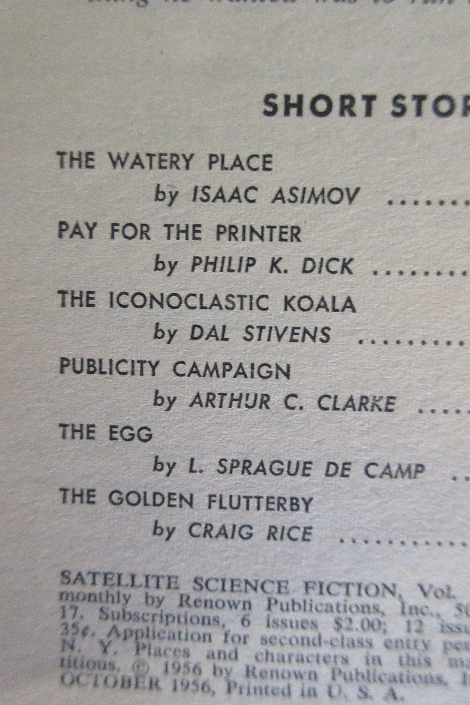 SATELLITE Science Fiction Magazine-Oct1956-Volume 1,Issue 1. With Isaac Asimov-XF-Cond