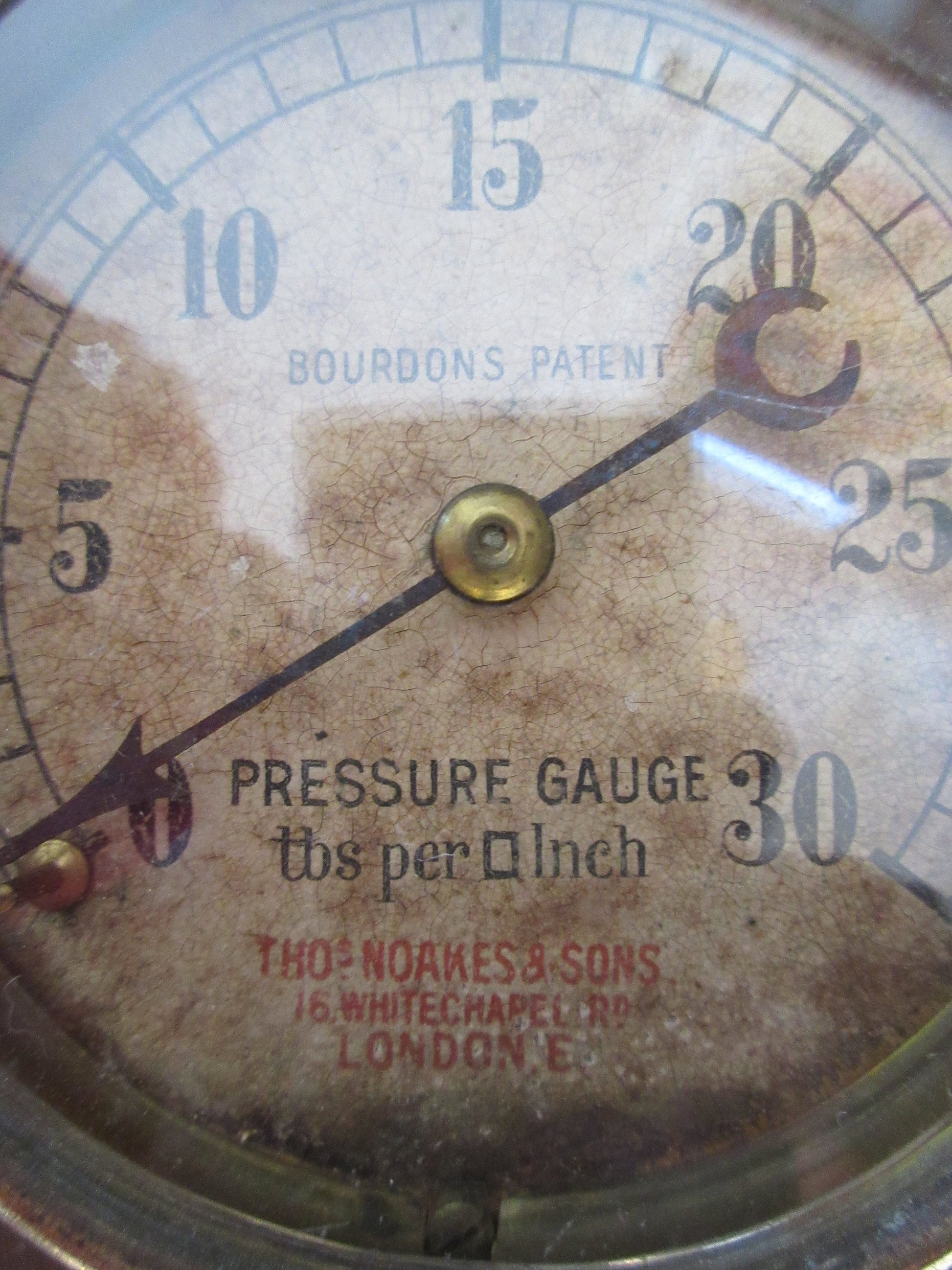 Vintage THOs NOAKES & SONS, London,England Solid Brass Pressure Gauge