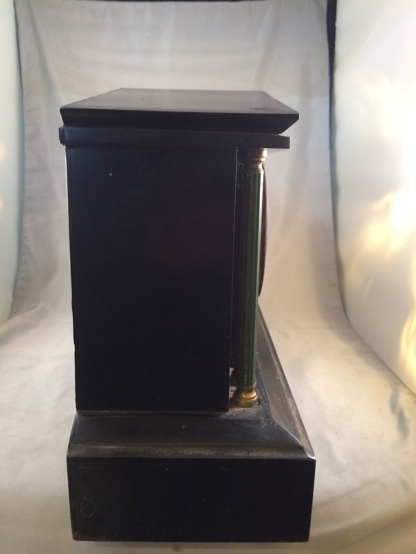 Ansonia Mantle clock Case with Cast Iron Emerald Pillars 1800s