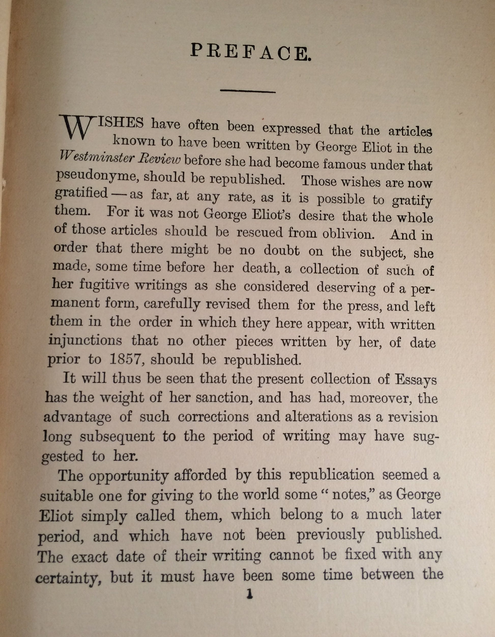 1883 First Edition Essays by George Eliot