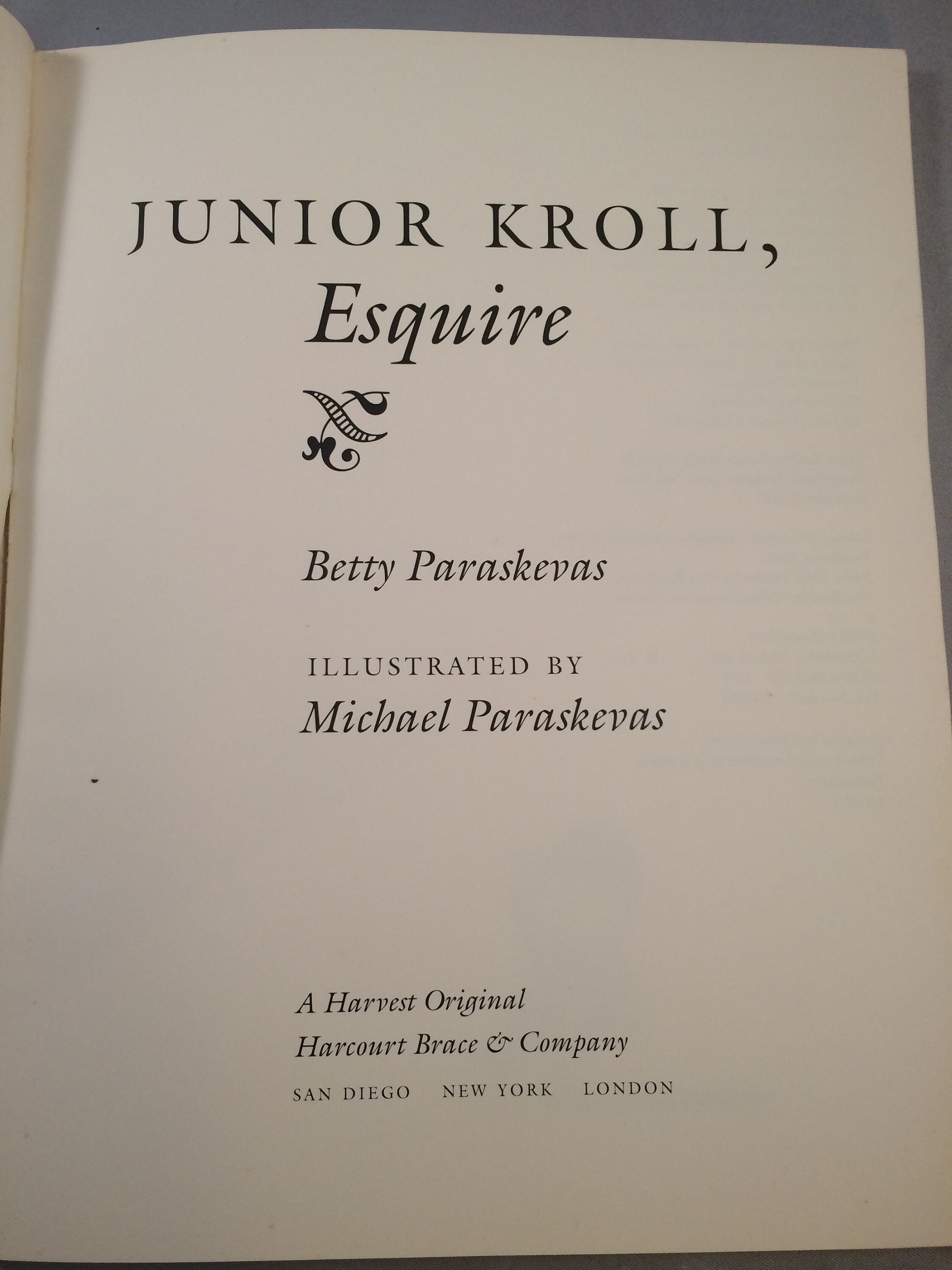 Vintage First Edition 1993 Junior Kroll Esquire by Betty Paraskevas