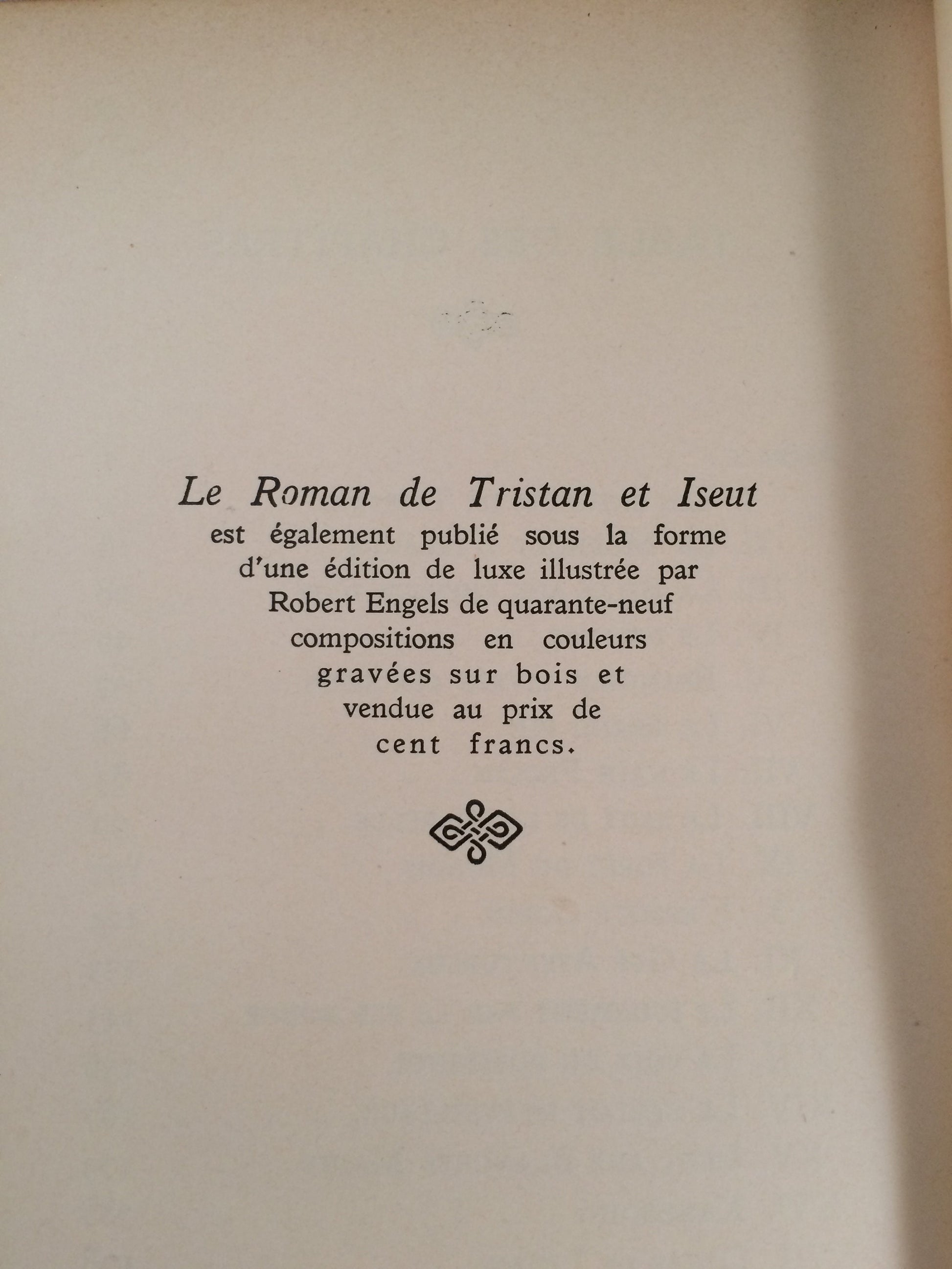 Joseph Bedier's "Le Roman de Tristan et Iseut"