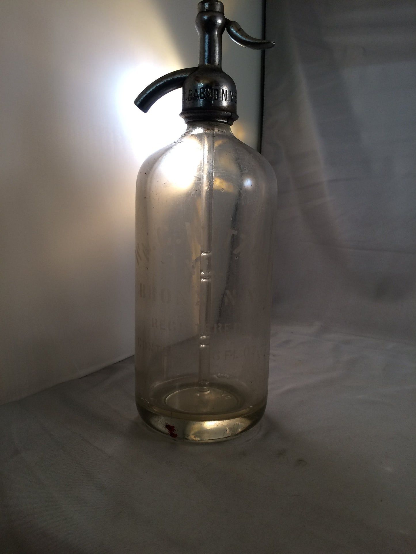 WM. C. Witzel Inc. Clear Etched Glass seltzer bottle