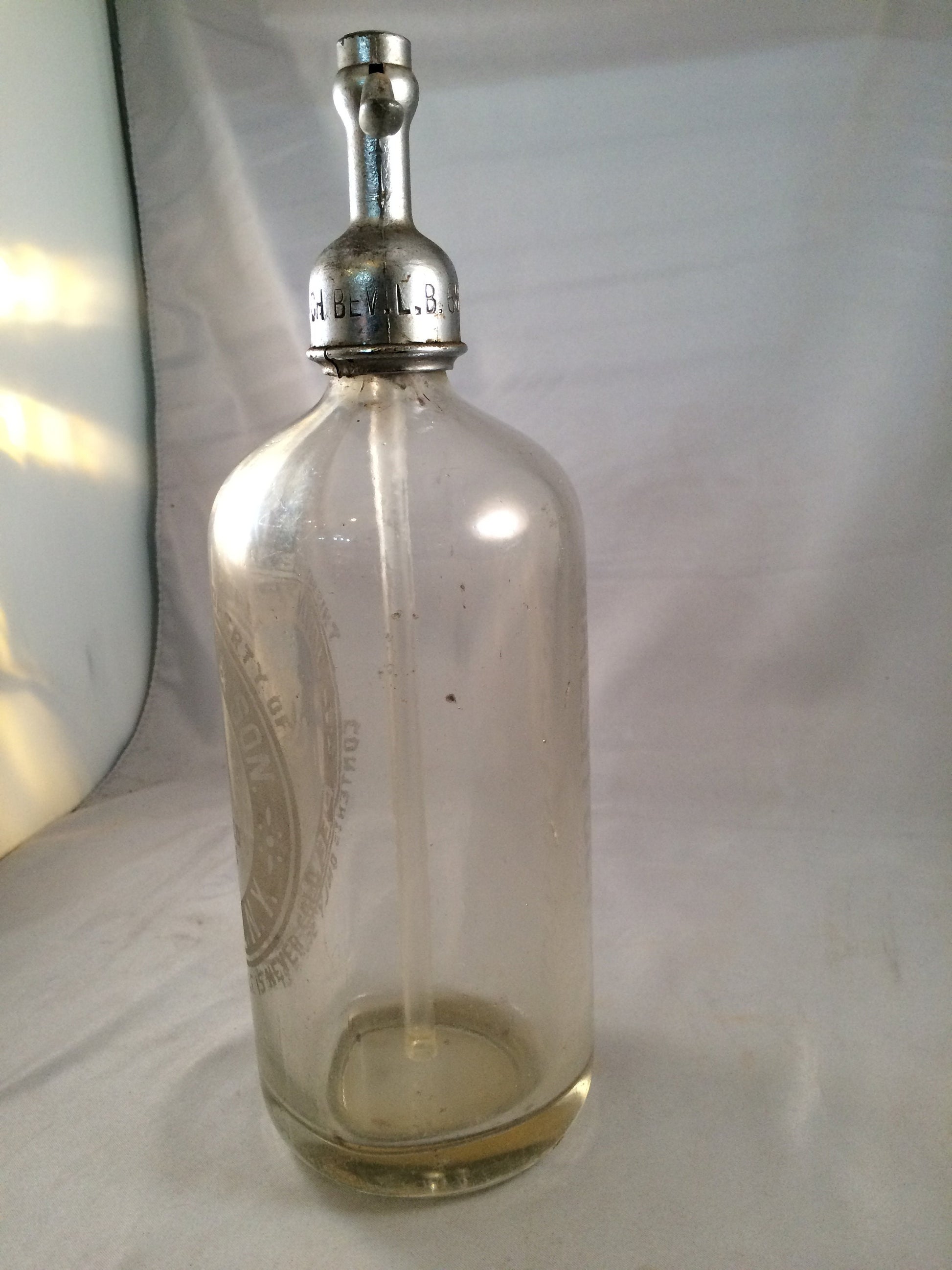 Vintage Clear Glass John Clune & Son Seltzer Bottle