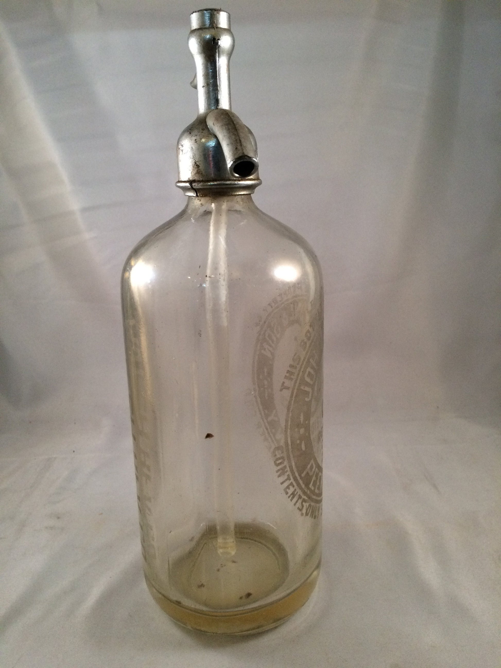 Vintage Clear Glass John Clune & Son Seltzer Bottle