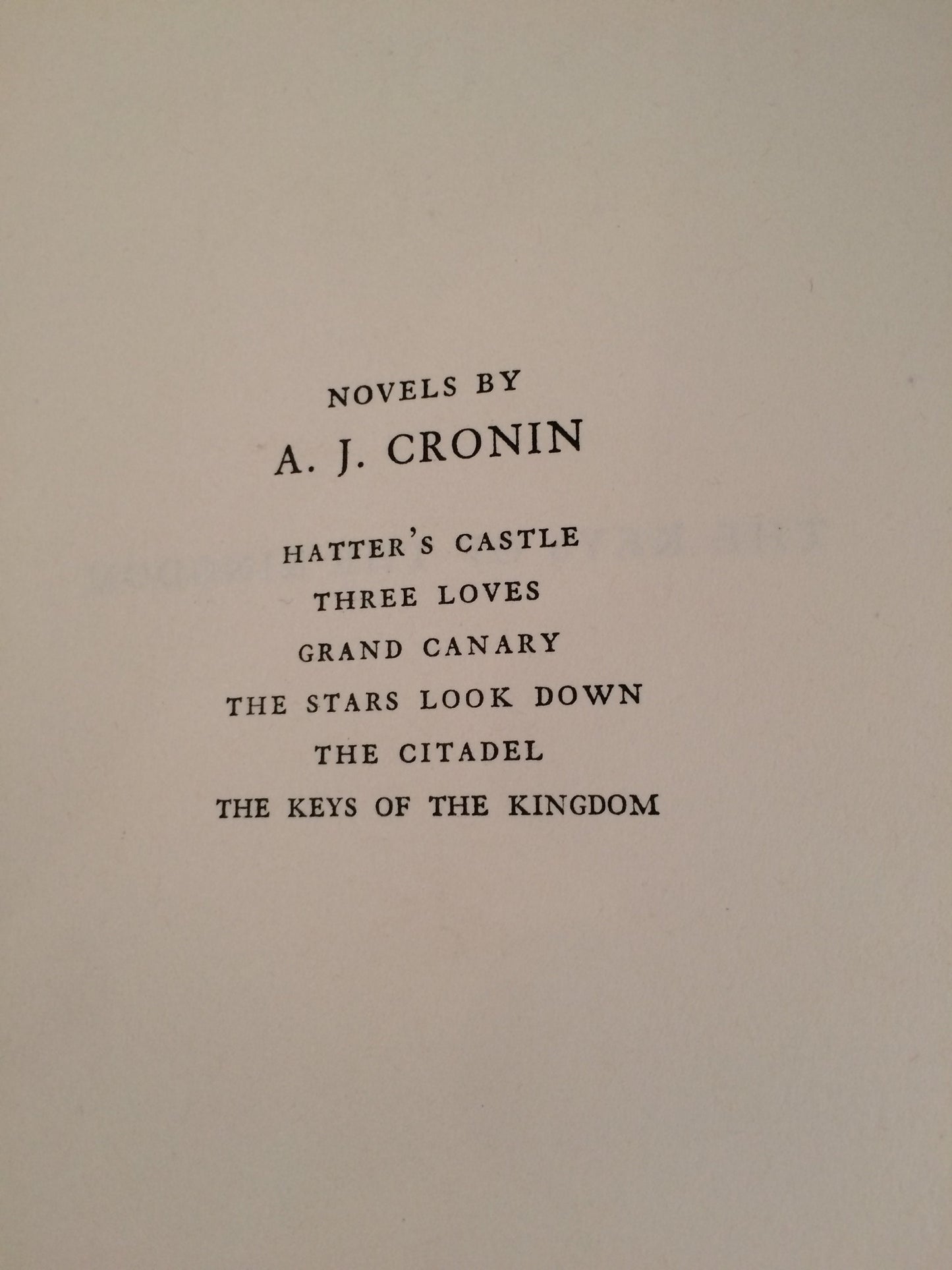 A.J. Cronin "The Keys to the Kingdom" 1941 Book