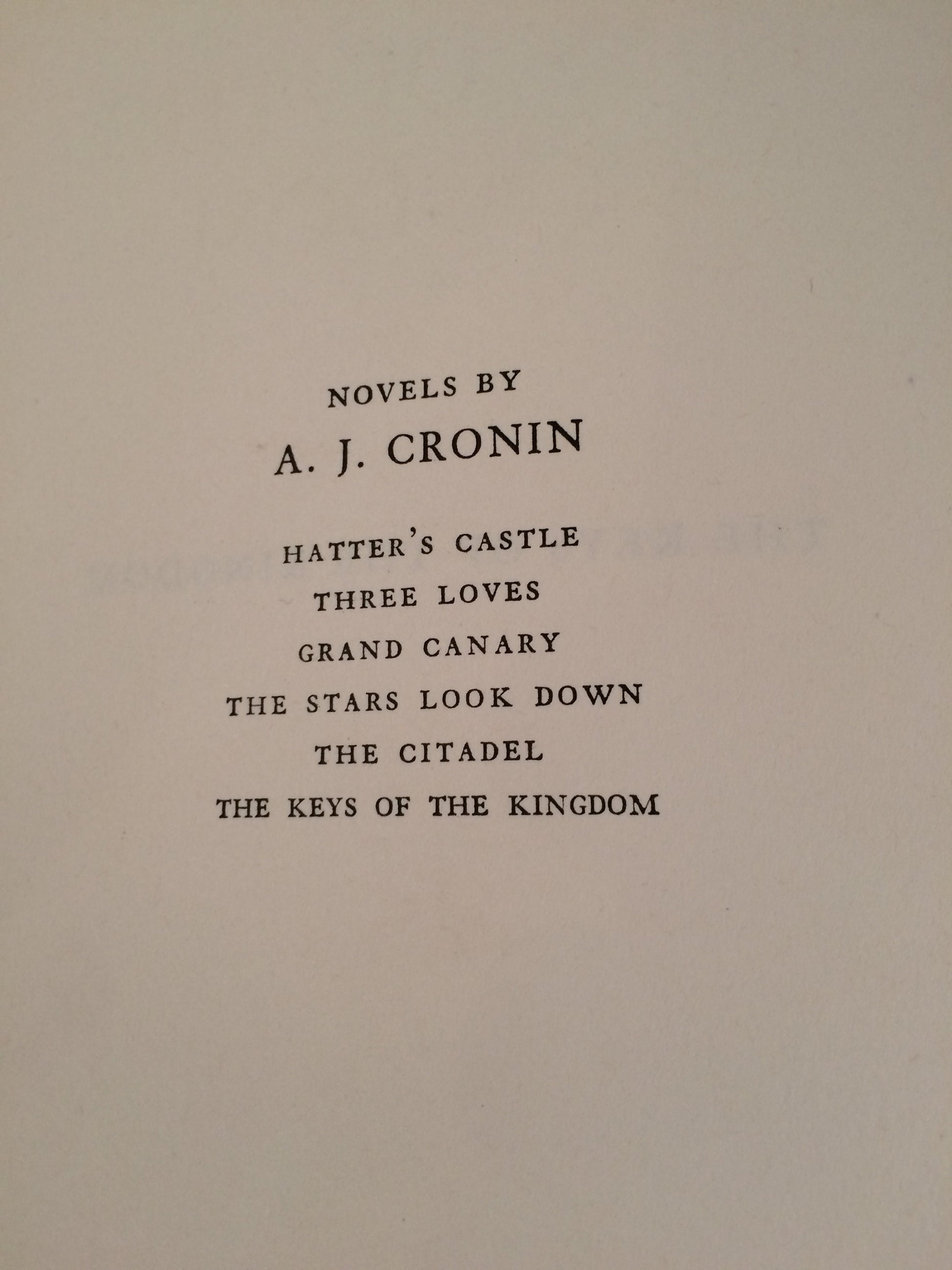 A.J. Cronin "The Keys to the Kingdom" 1941 Book