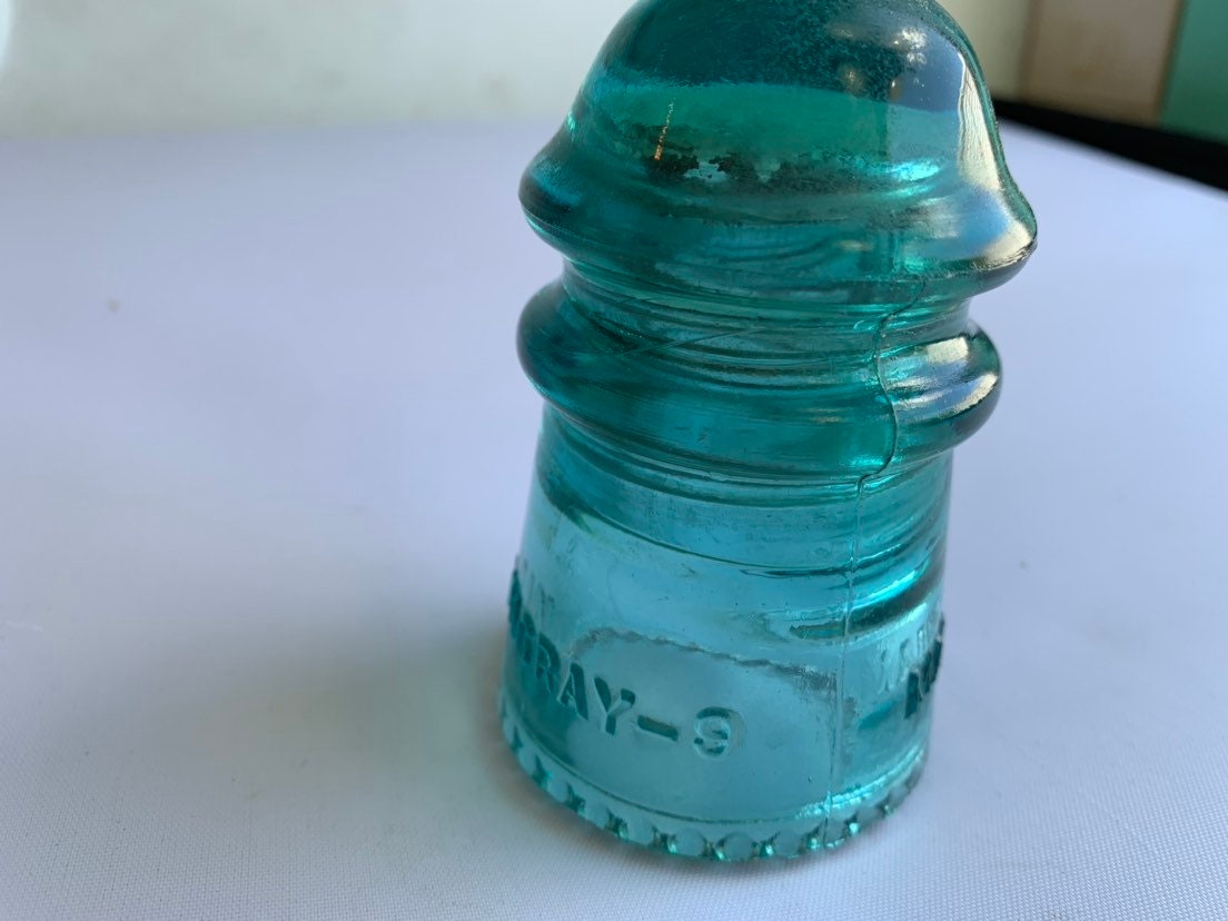 Antique No. 9 Hemingray Blue Glass Insulator