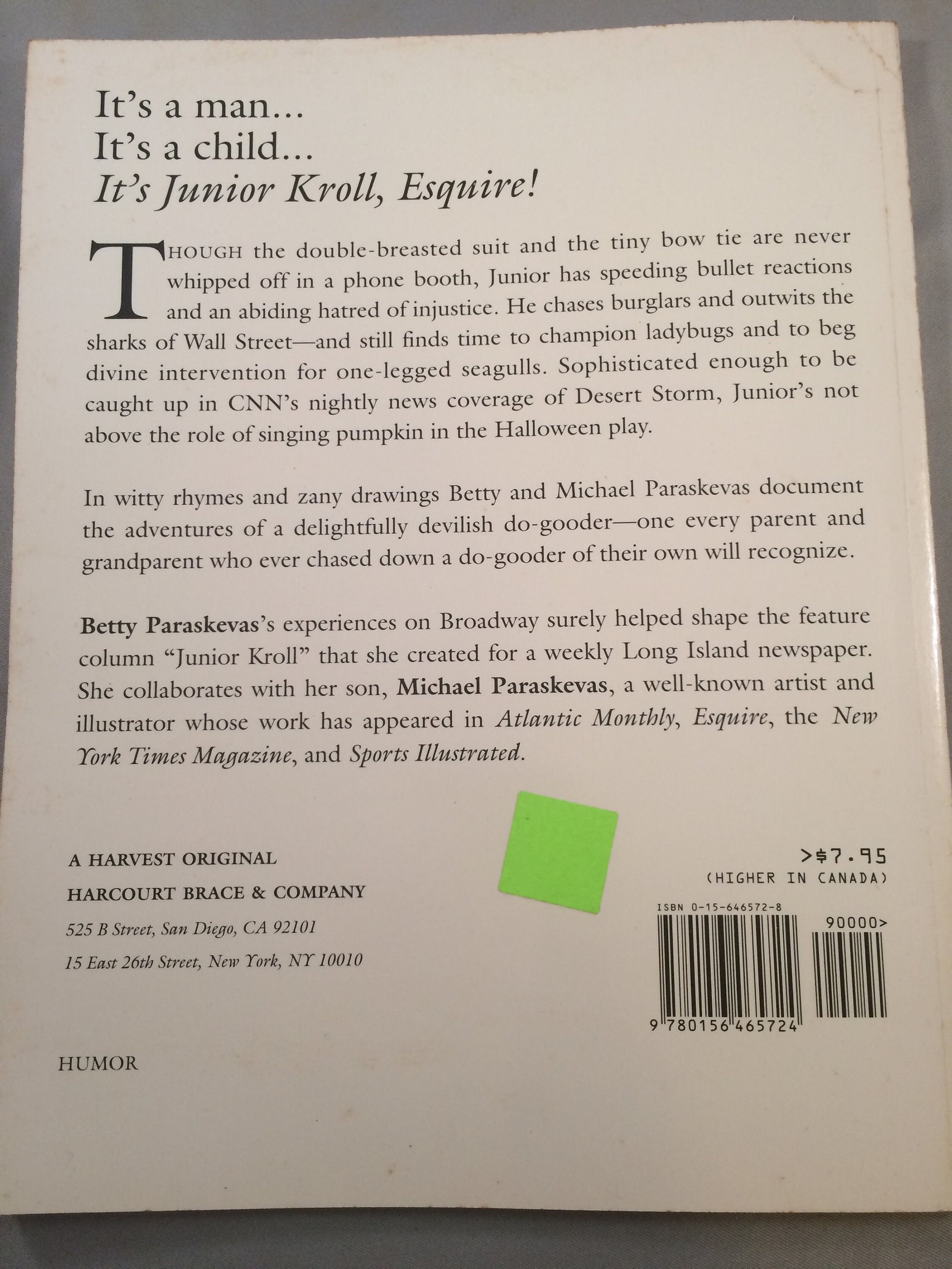 Vintage First Edition 1993 Junior Kroll Esquire by Betty Paraskevas