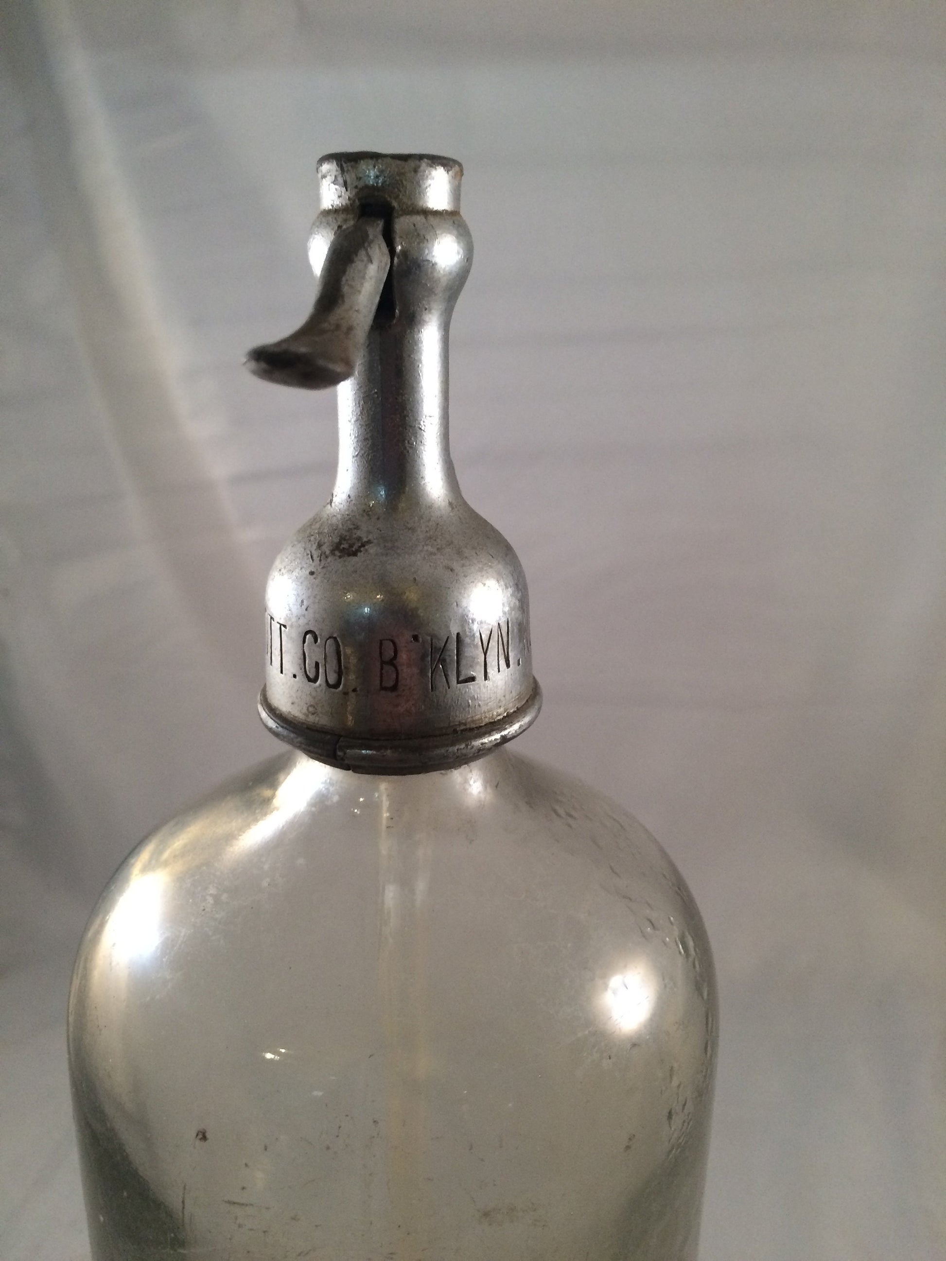 Vintage Clear Glass Magnet Bottling Seltzer Bottle, 1941 Brooklyn, NY