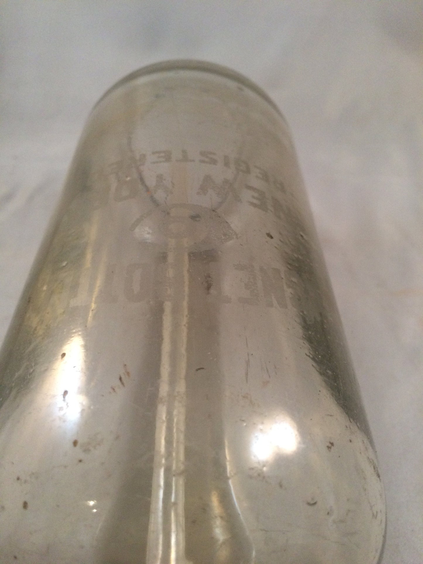 Vintage Clear Glass Magnet Bottling Seltzer Bottle, 1941 Brooklyn, NY