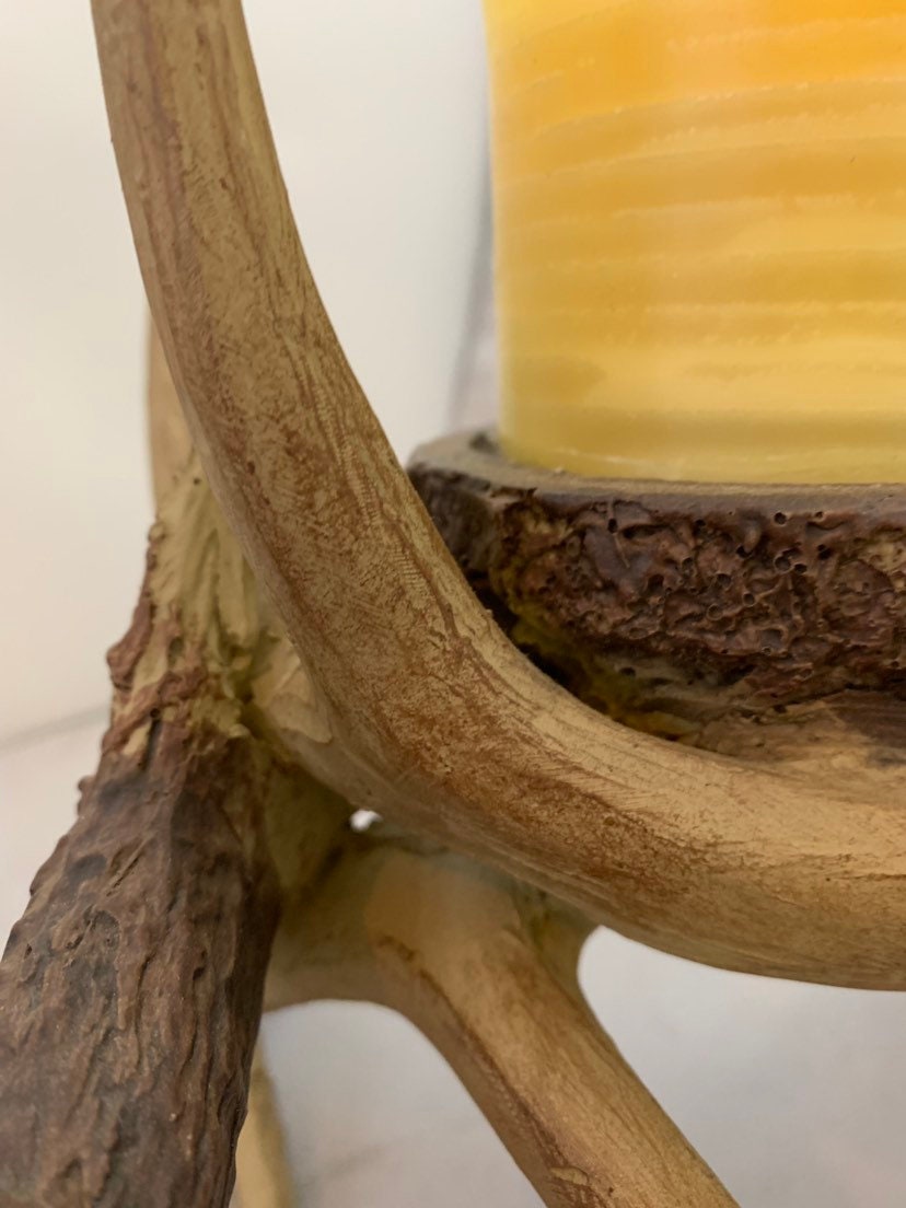 Faux Antler Candle Holder, Vintage Home Decor, One Of a Kind Candle Stand, Rustic Deer Horn Decor