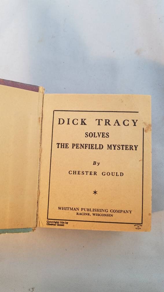 Vintage "Dick Tracy Solves the Penfield Mystery" Book, Chester Gould, Retro Detective Novel, Collectible Mystery, Classic Comic