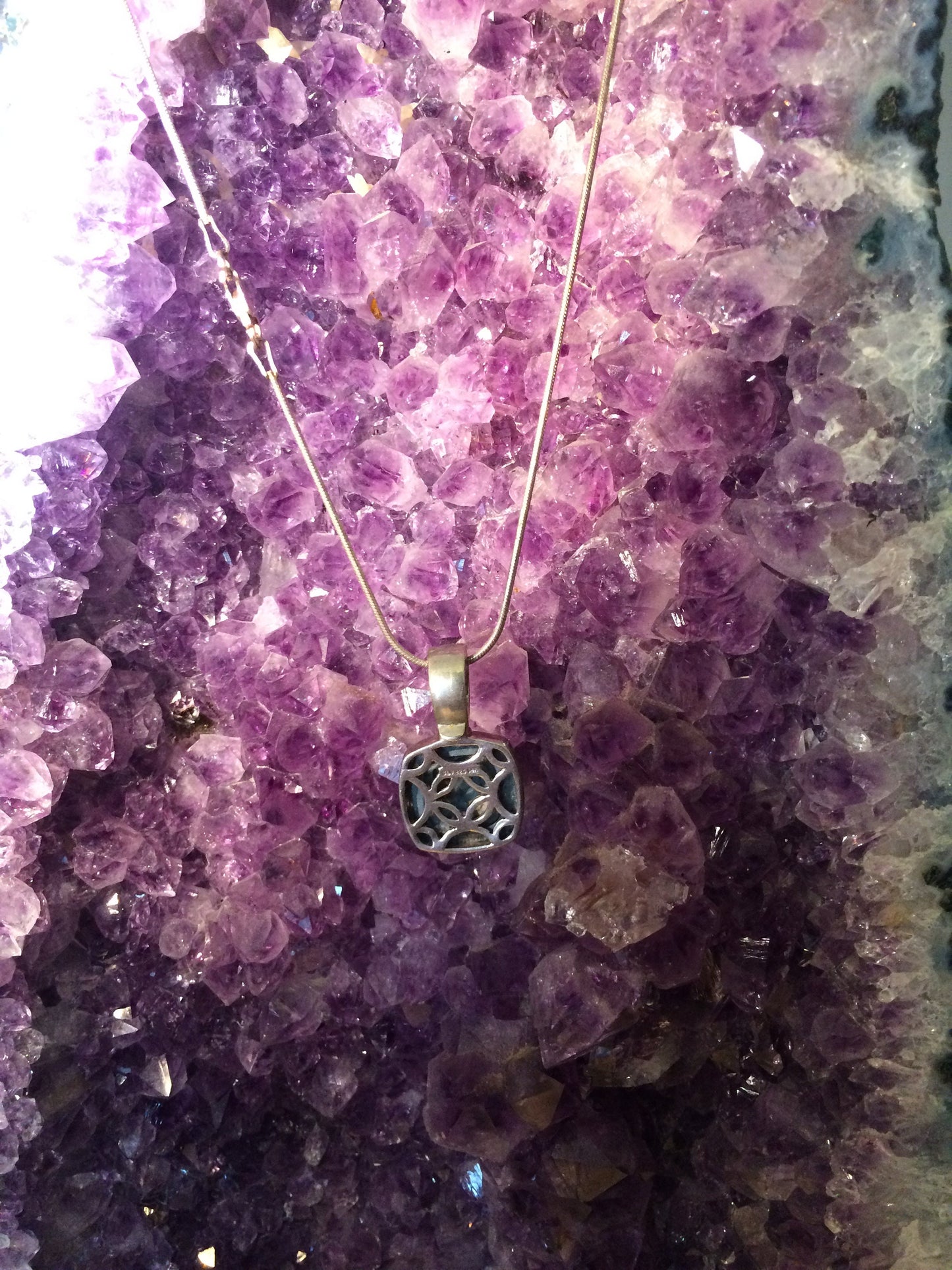 Silver Square Italy made necklace