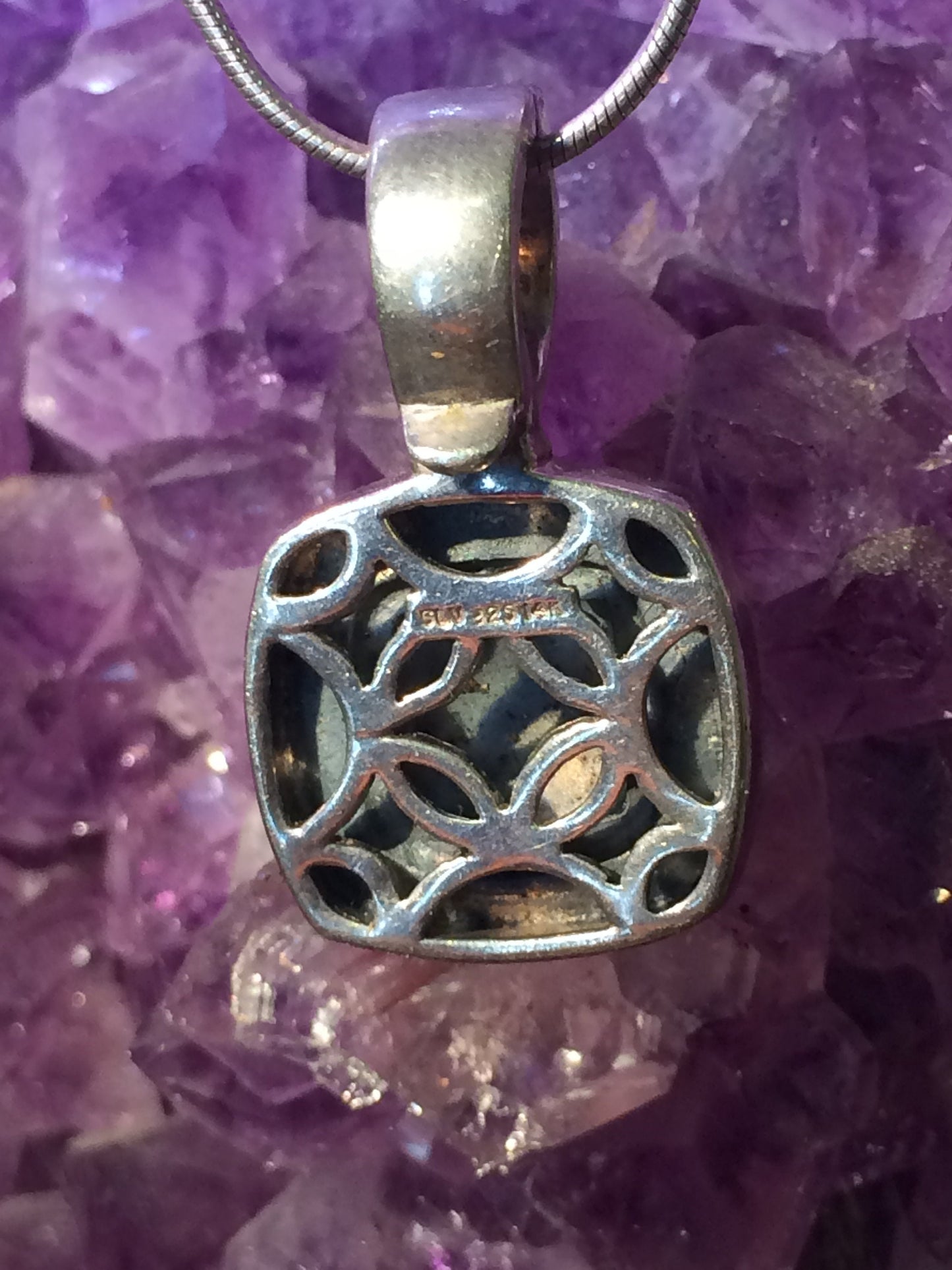 Silver Square Italy made necklace
