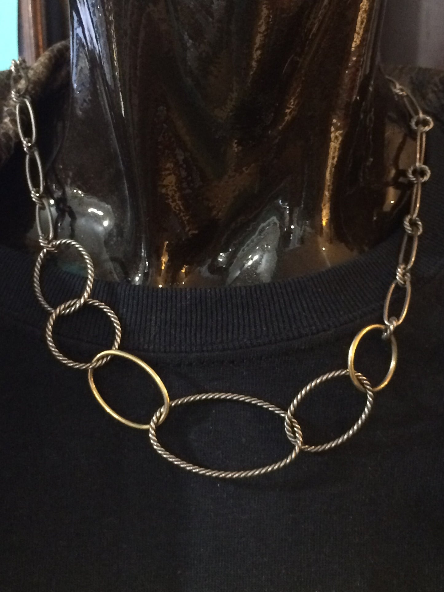 David Yurman Silver and Gold looped Necklace