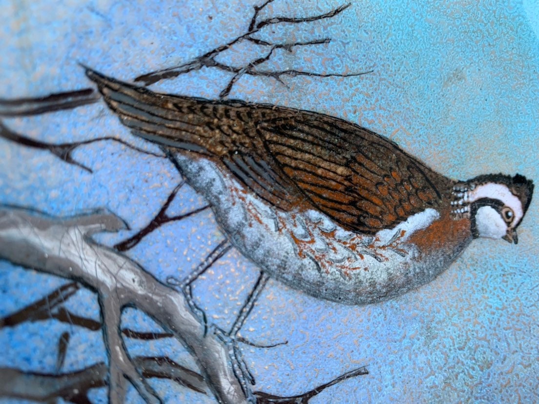 Handpainted Copper Bird Ashtray