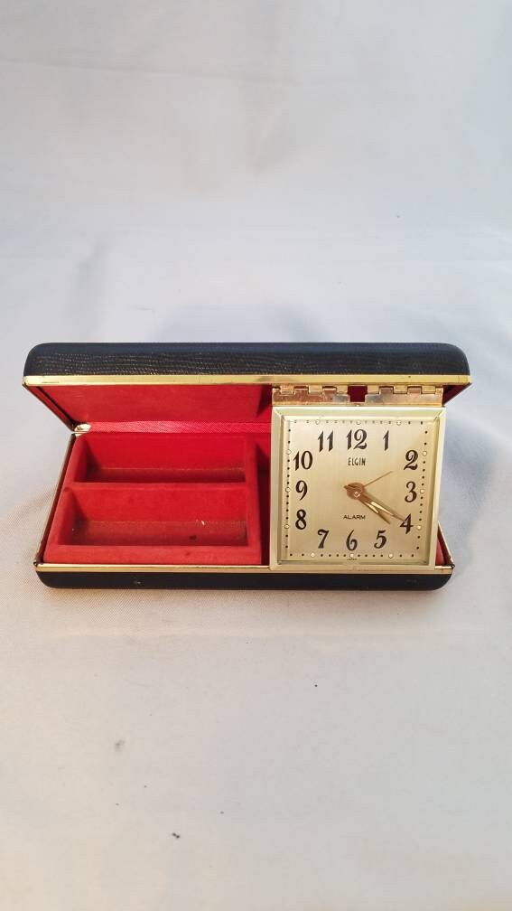 Vintage Elgin Folding Clock and Jewelry Box