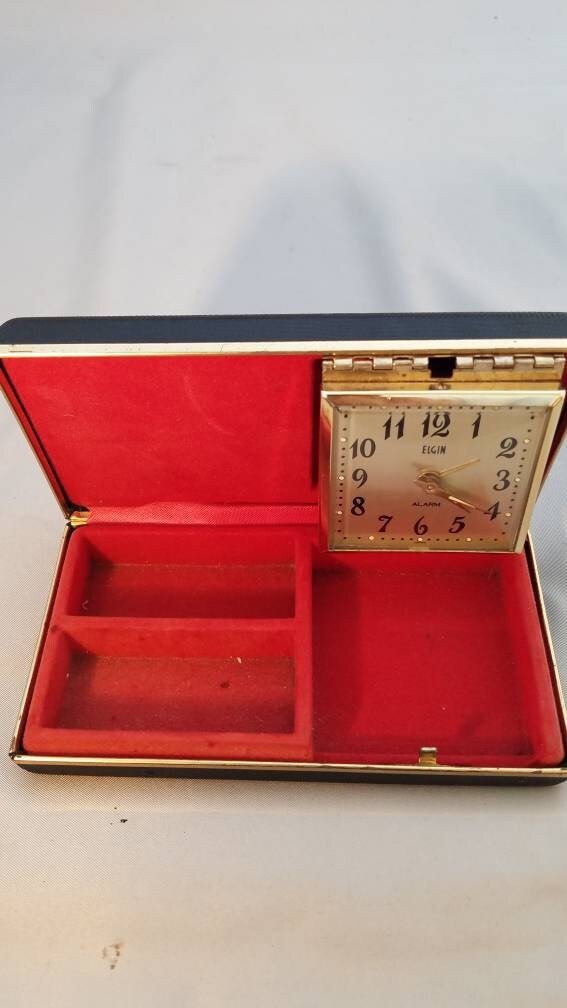 Vintage Elgin Folding Clock and Jewelry Box