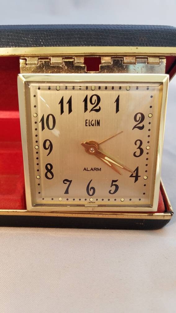 Vintage Elgin Folding Clock and Jewelry Box