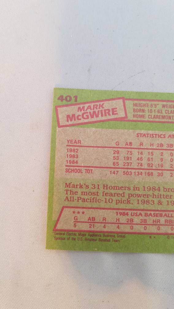 1985 Topps #401 Mark McGwire Baseball Card