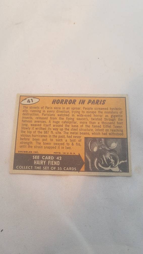 Vintage 1962 Topps #41 Bubbles Mars Attacks - "Horror in Paris" Trading Card | Memorabilia