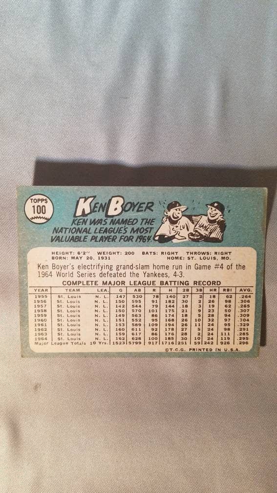 1964 Vintage Ken Boyer Baseball Card