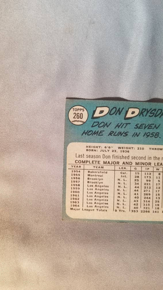 1958 Don Drysdale vintage baseball card