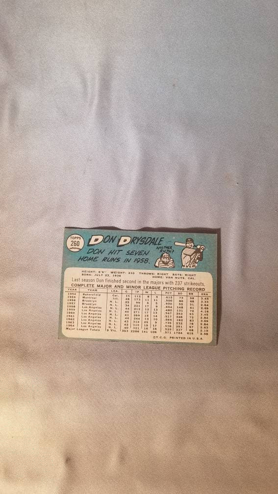 1958 Don Drysdale vintage baseball card