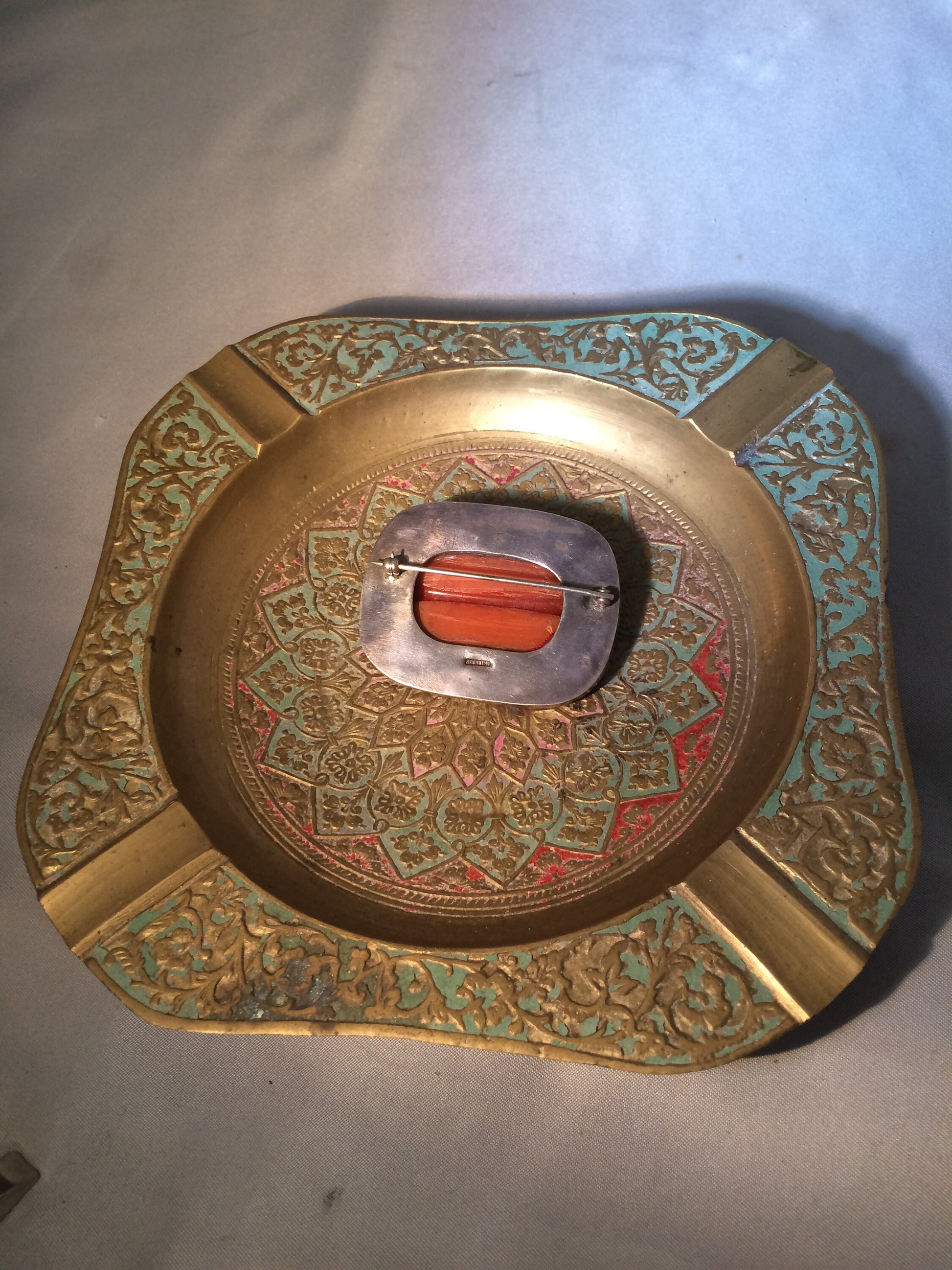 Silver and Bakelite Brooch