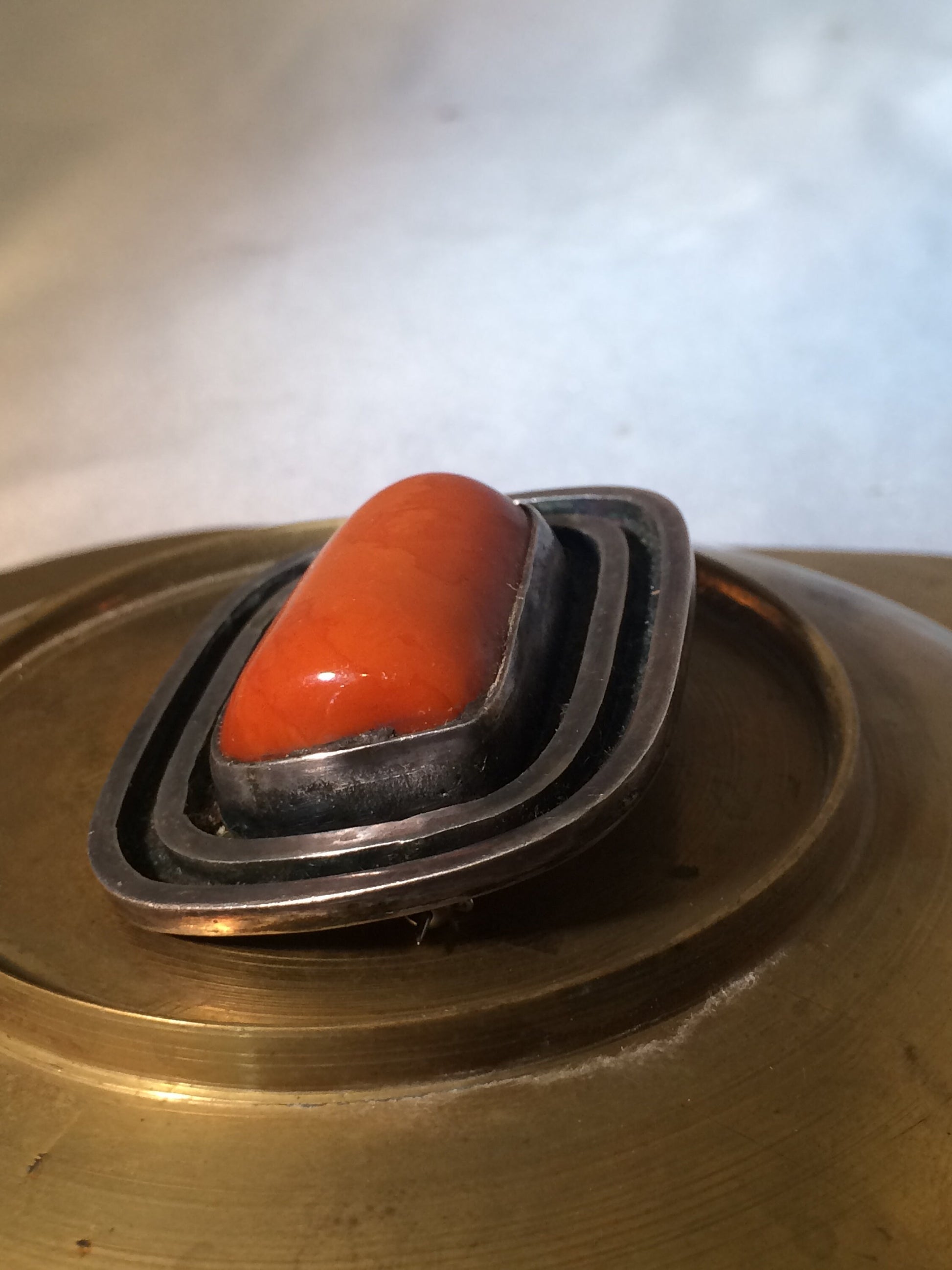 Silver and Bakelite Brooch